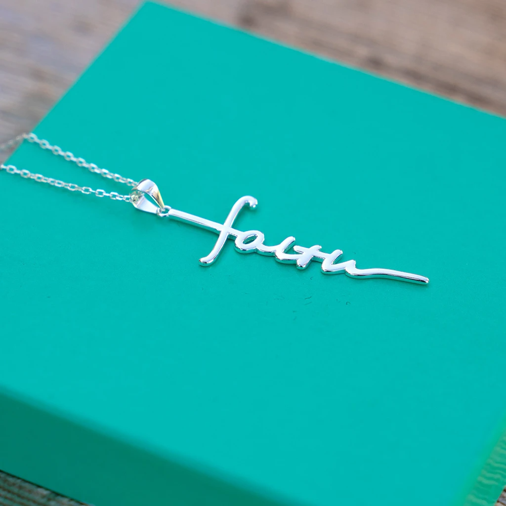 Light Sea Green Faith Cross Necklace.